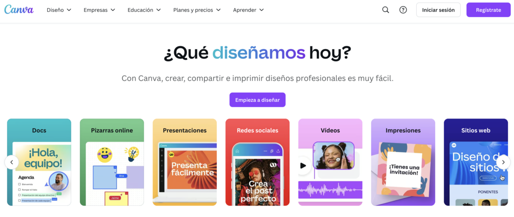 Sitio web de Canva