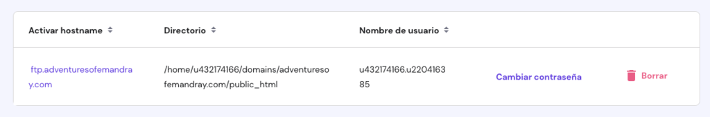 Lista de servidores FTP en Hostinger