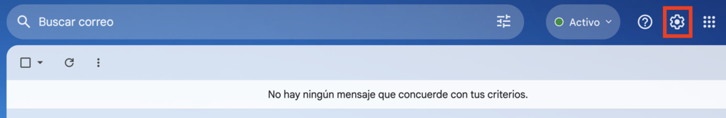 Bot&oacute;n de ajustes de Gmail