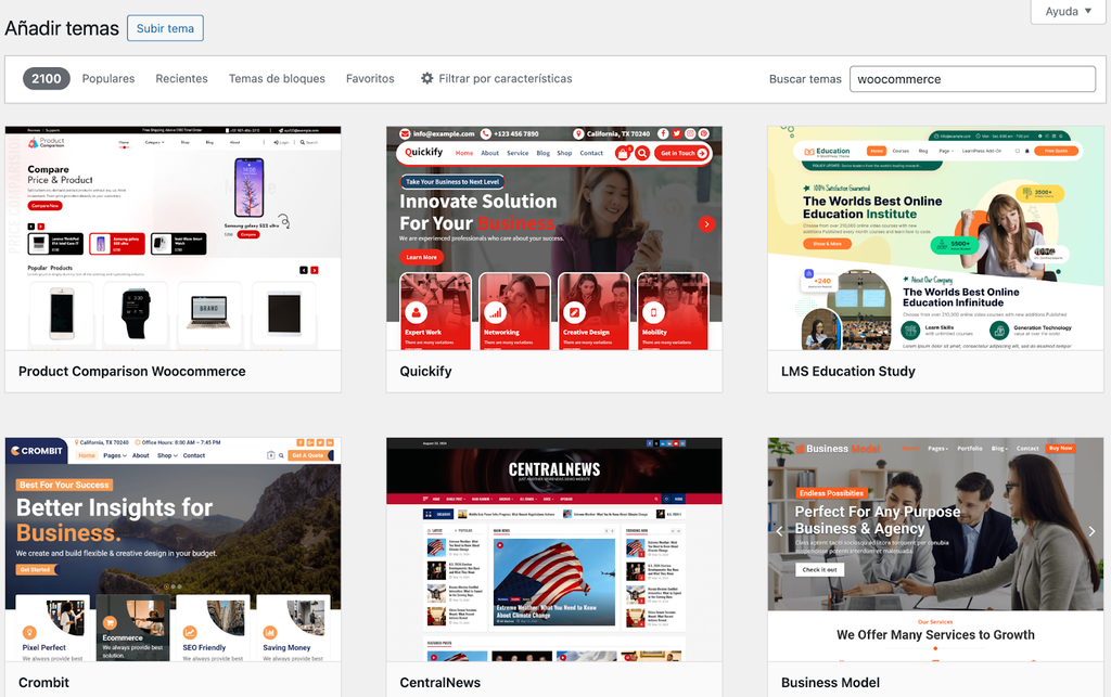 A&ntilde;adir temas en WP