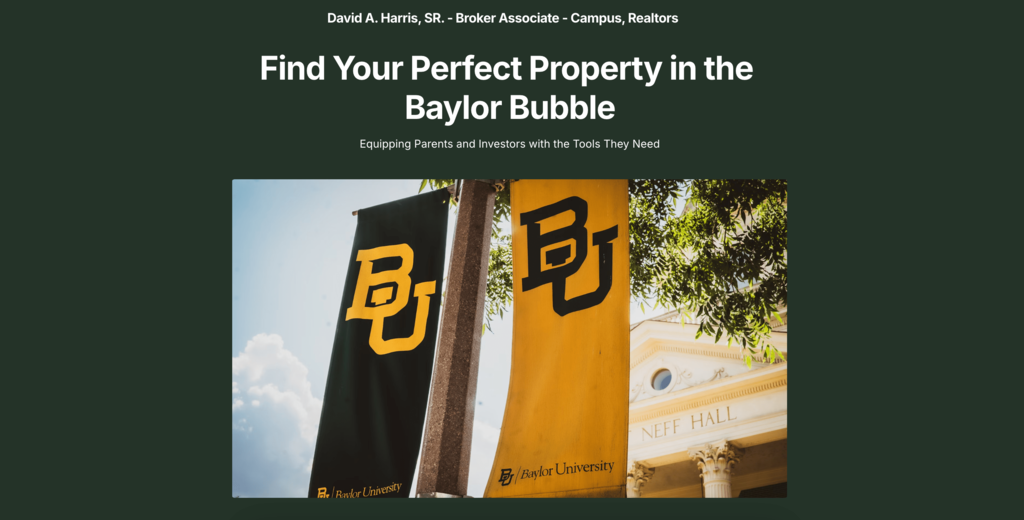 P&aacute;gina de inicio de Baylor Bubble Real Estate Alerts
