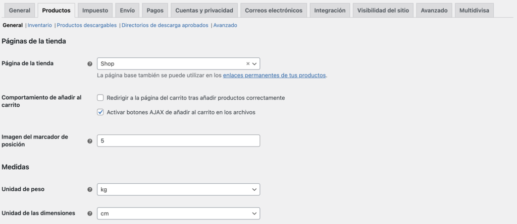Secci&oacute;n de productos de WooCommerce