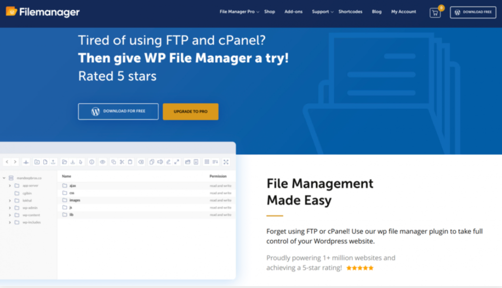 P&aacute;gina de inicio de File Manager