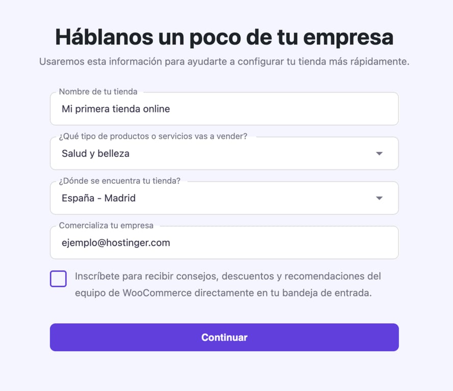 Asistente de configuraci&oacute;n de WooCommerce