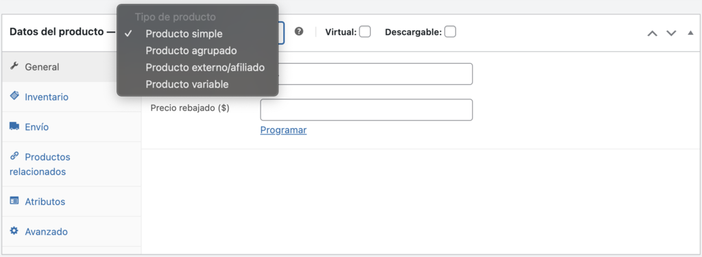 Gestión de productos en el panel de WooCommerce