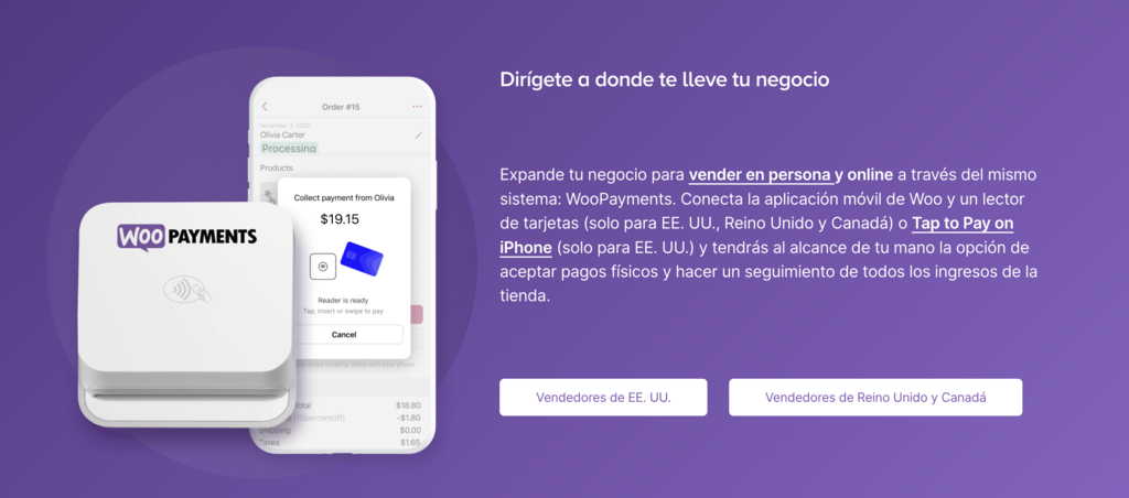 P&aacute;gina web de WooPayments