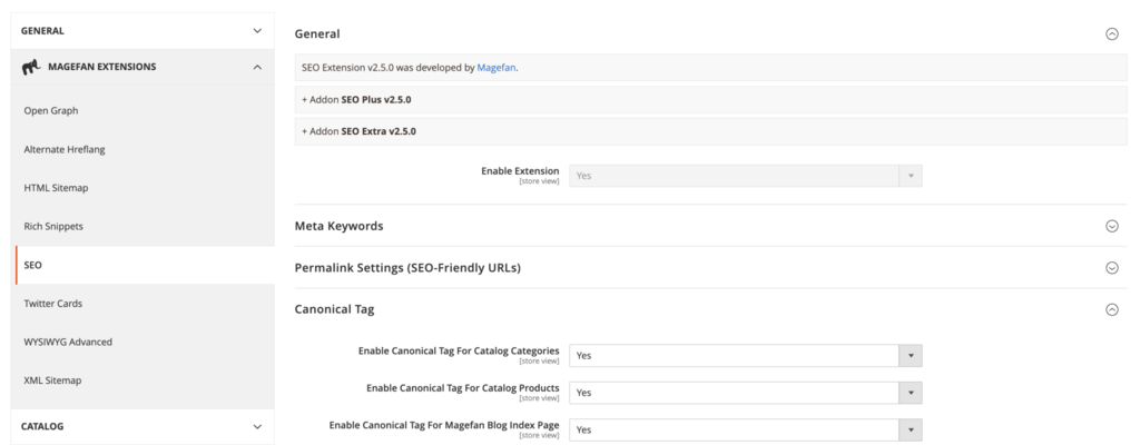Extensión SEO de Magento 2 por Magefan