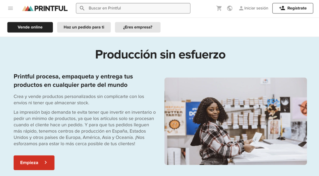 Sitio web de Printful