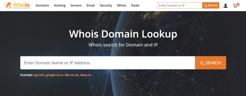 Sitio web de WHOIS Lookup