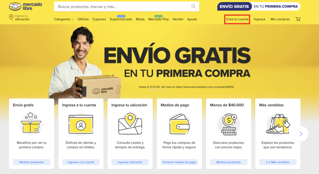 Sitio web de Mercado Libre