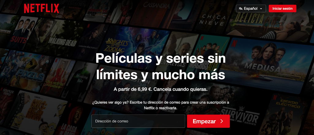 Sitio web de Netflix