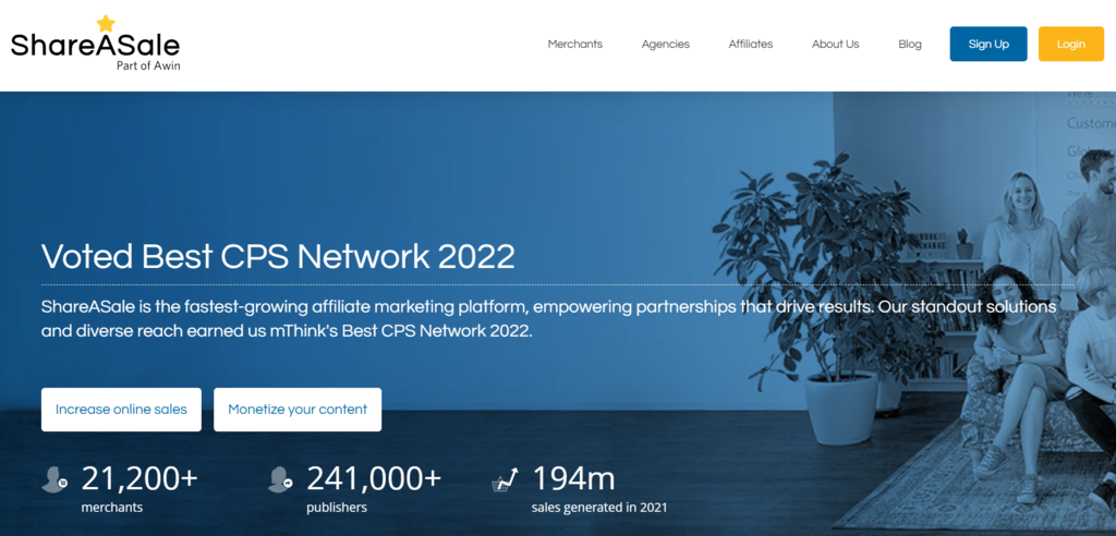 Sitio web de ShareASale