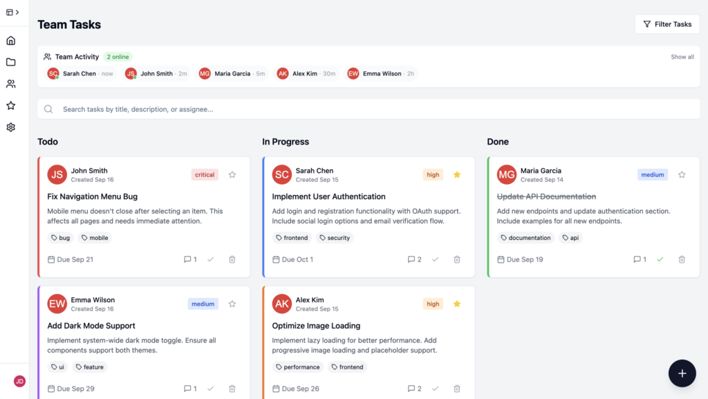 Ejemplo de Aplicación de gestión de tareas