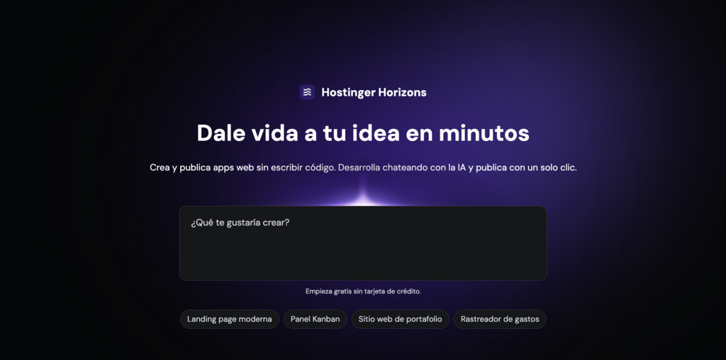 P&aacute;gina web de Hostinger Horizons