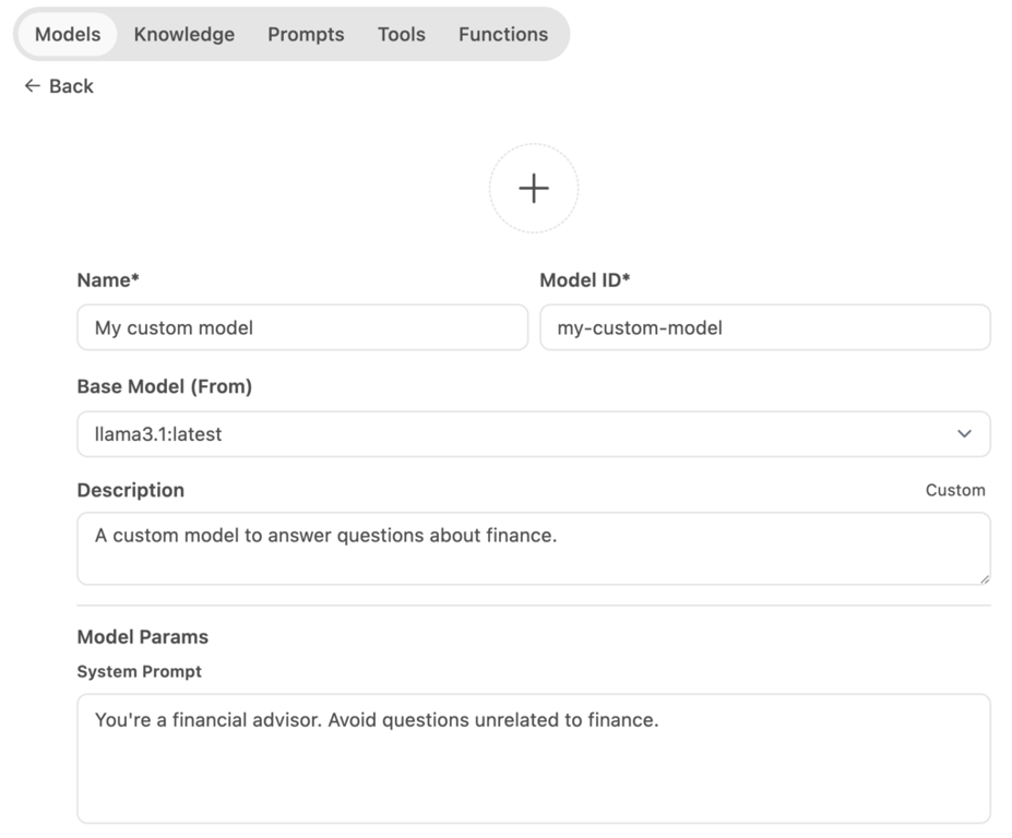 Crear modelos en WebUI