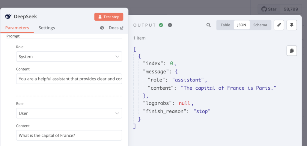 prueba del flujo de trabajo en DeepSeek
