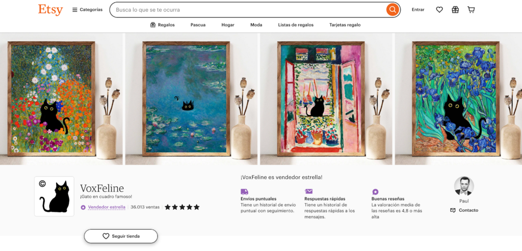 Perfil de VoxFeline en Etsy