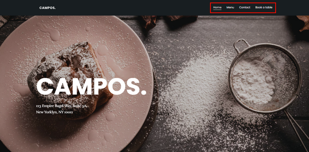 Vista previa de escritorio con barra de navegación en el constructor de sitios Hostinger