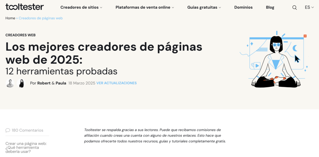 Sitio web de Tooltester
