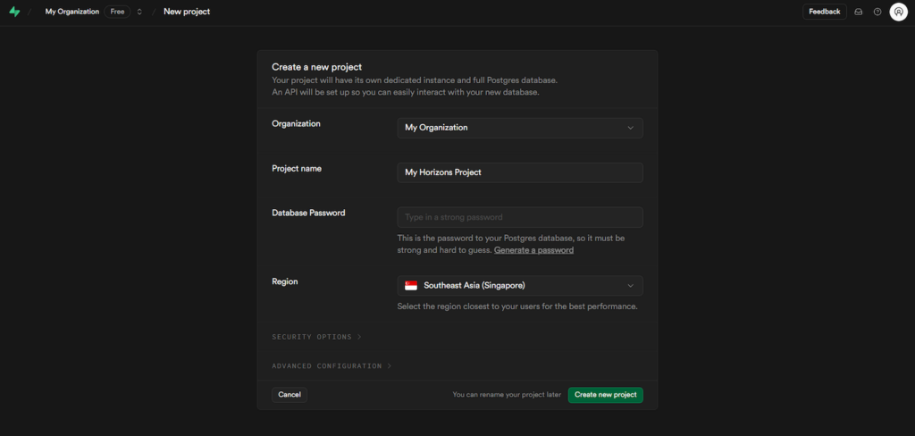 P&aacute;gina de creaci&oacute;n de cuenta Supabase