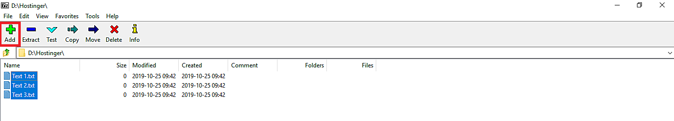 Panel de control de 7-Zip