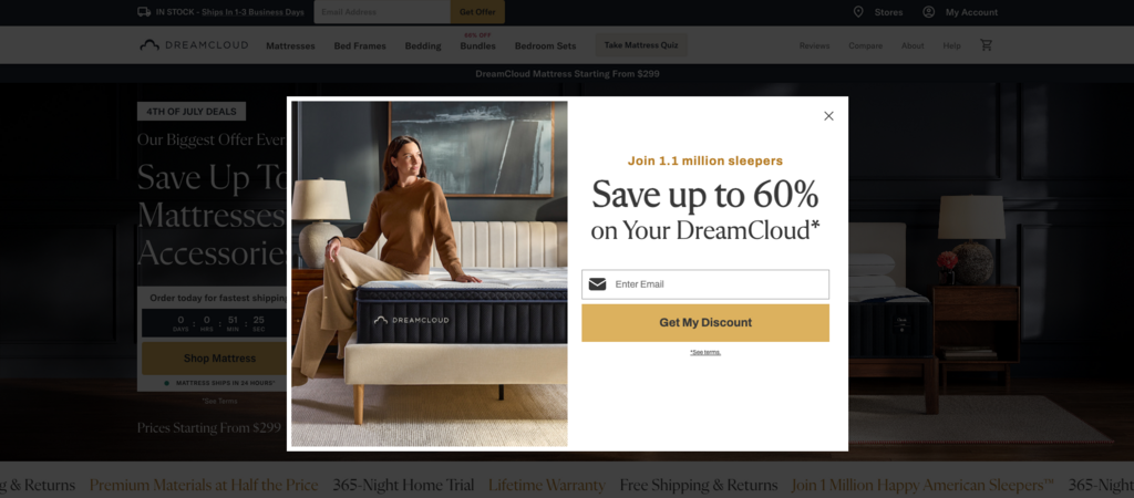 Splash page de DreamCloud