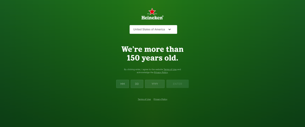 Splash page de Heineken