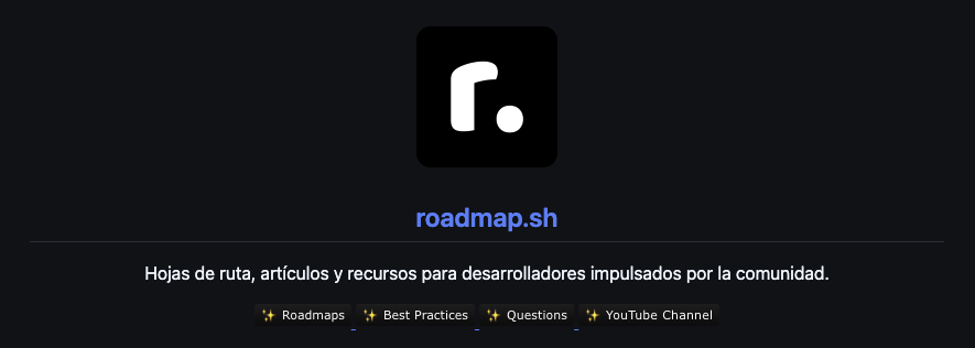 Captura de pantalla del logo y descripci&oacute;n del repositorio de GitHub roadmap.sh