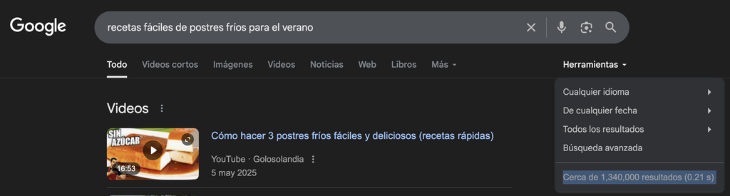 Ejemplo de b&uacute;squeda en Google