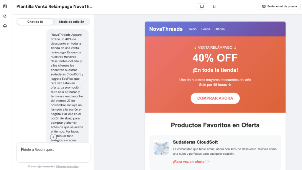 Plantilla de Hostinger Reach
