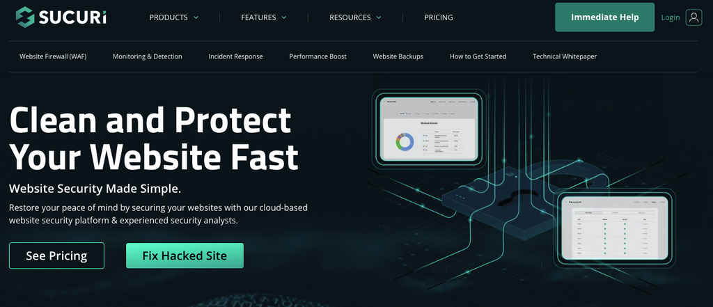 Captura de pantalla del encabezado de p&aacute;gina de Sucuri