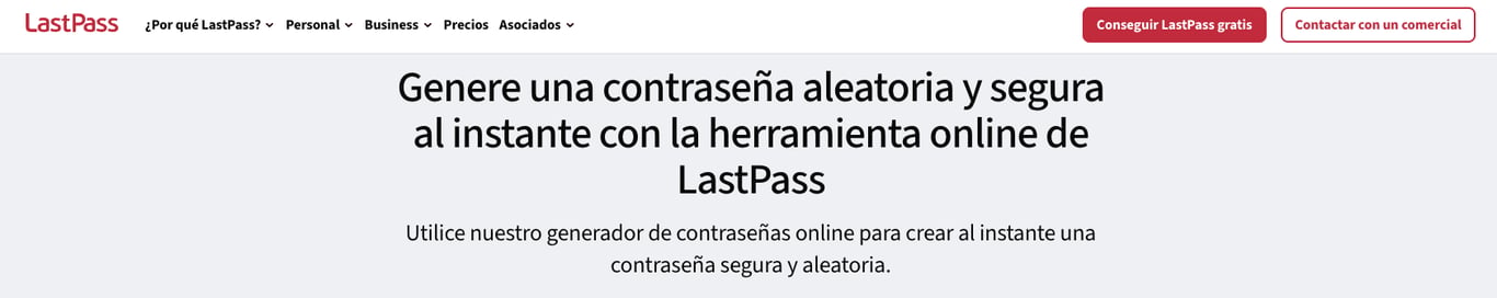 Captura de pantalla del encabezado de LastPass