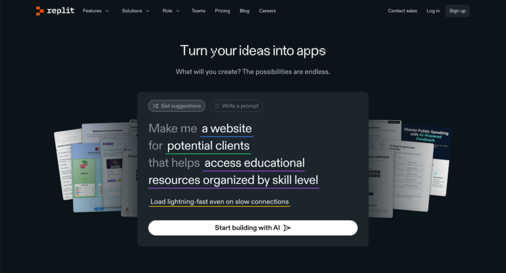 P&aacute;gina de inicio de Replit