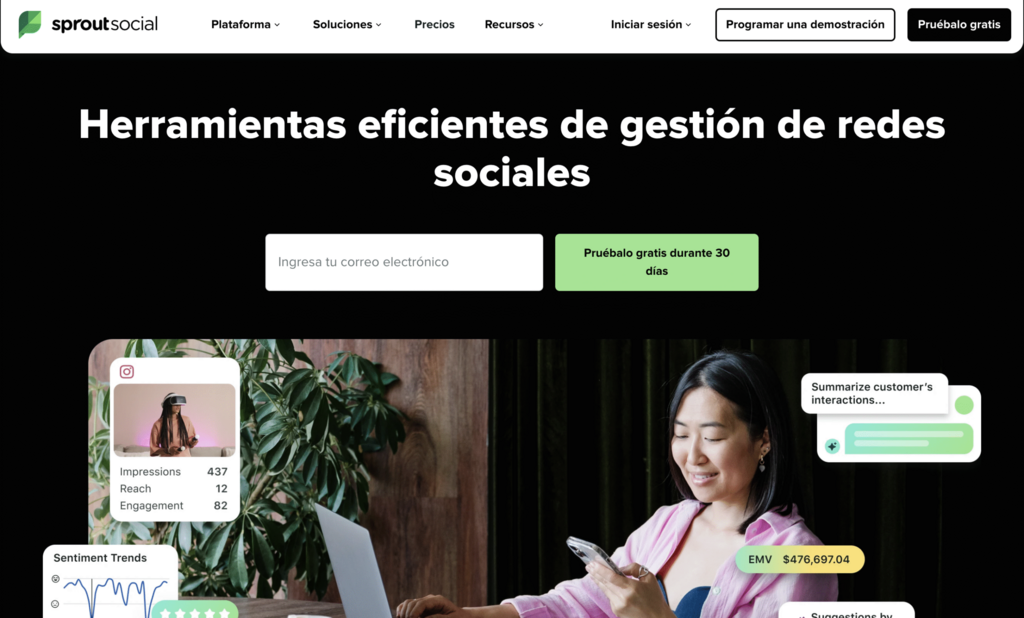 Sitio web de Sprout Social