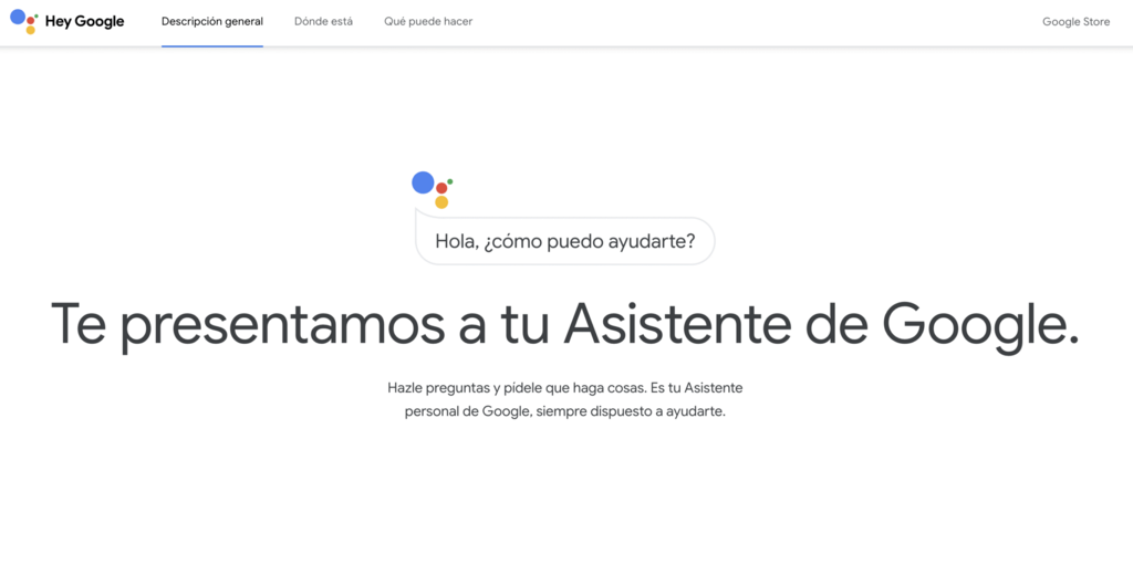 Sitio web del asistente de Google