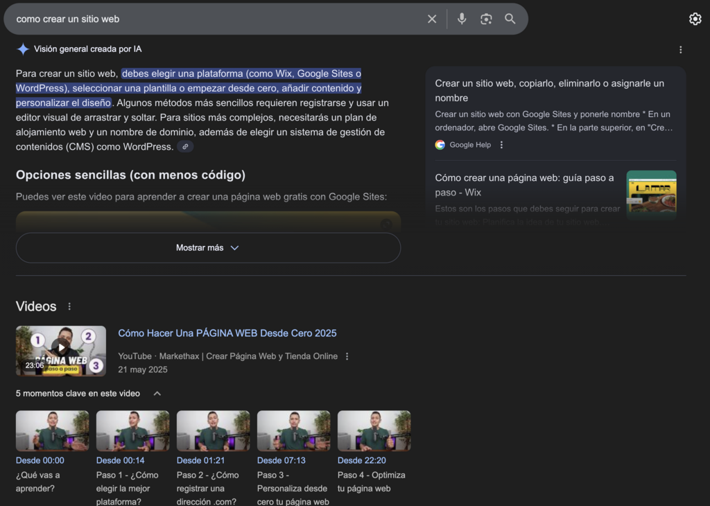 Ejemplo de búsqueda en Google