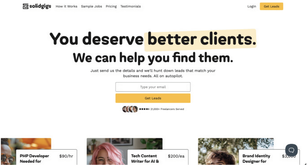 Página principal de SolidGigs