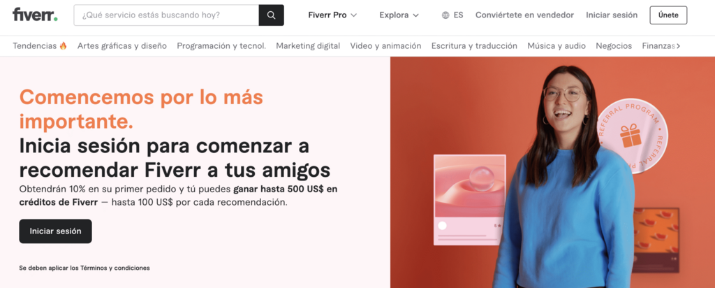 Programa de referencia de Fiverr: Invita a tus amigos y ambos recibir&aacute;n hasta $100