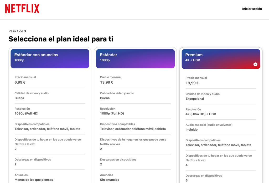 Los planes de suscripci&oacute;n de Netflix como ejemplo de monetizaci&oacute;n de una aplicaci&oacute;n web mediante suscripci&oacute;n mensual