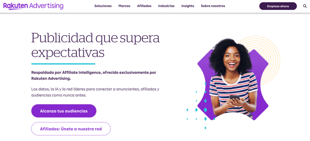 Página de inicio de Rakuten Advertising