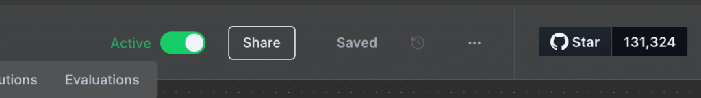 El interruptor de activaci&oacute;n de un flujo de trabajo de n8n