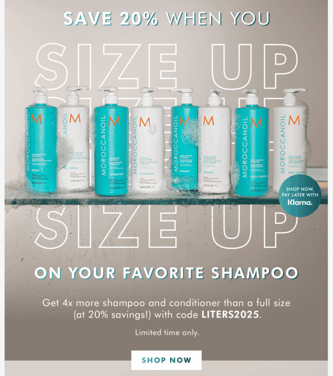 Campaña de correo electrónico promocional de Moroccan Oil con una oferta especial