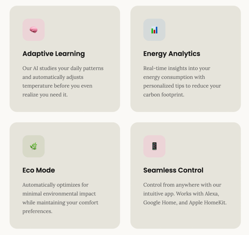 Vista previa de la p&aacute;gina de SmartHome con acentos en rosa y colores de marca equilibrados