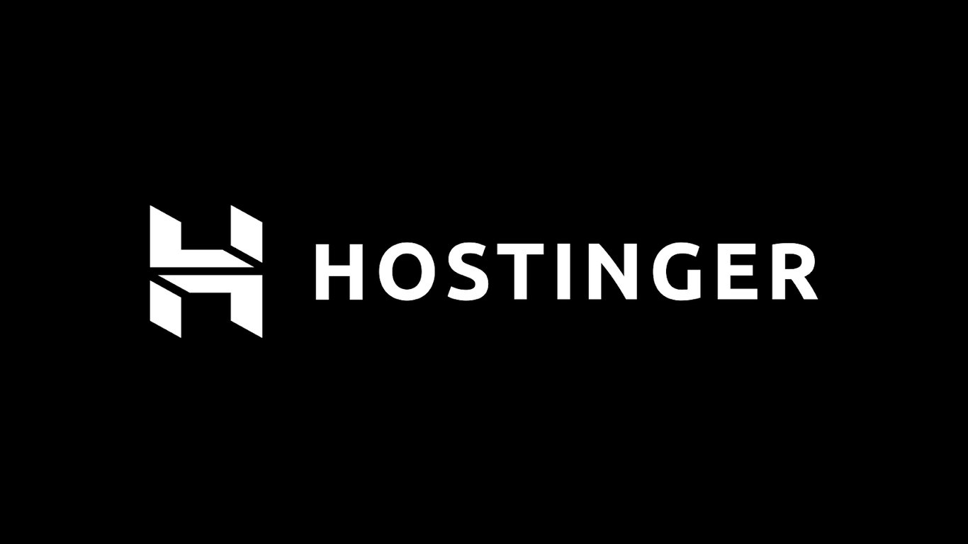 Cómo crear un logo: logo de Hostinger sobre fondo negro