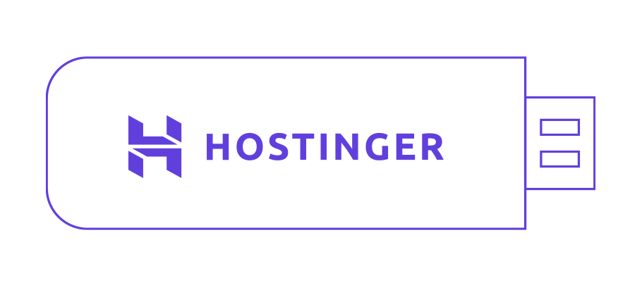 Maqueta de una memoria USB con el logotipo de Hostinger
