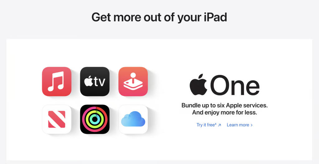 Captura de pantalla de la página de Apple