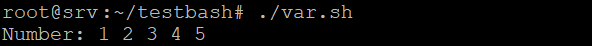 La salida de un bucle for de bash con una variable de un solo elemento