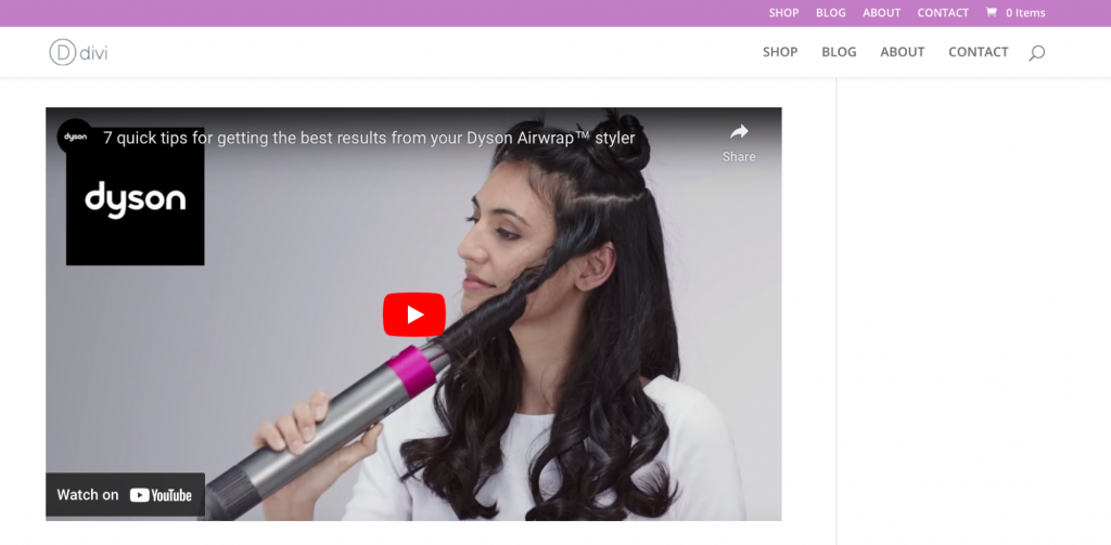 Un ejemplo de una integración mediante iFrame de un video de YouTube.