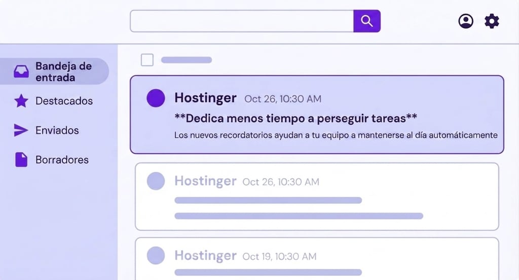 Ejemplo de una bandeja de entrada con un email sin abrir.
