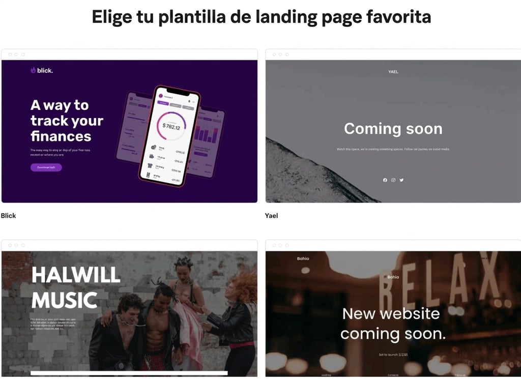 Plantillas de landing pages de Hostinger